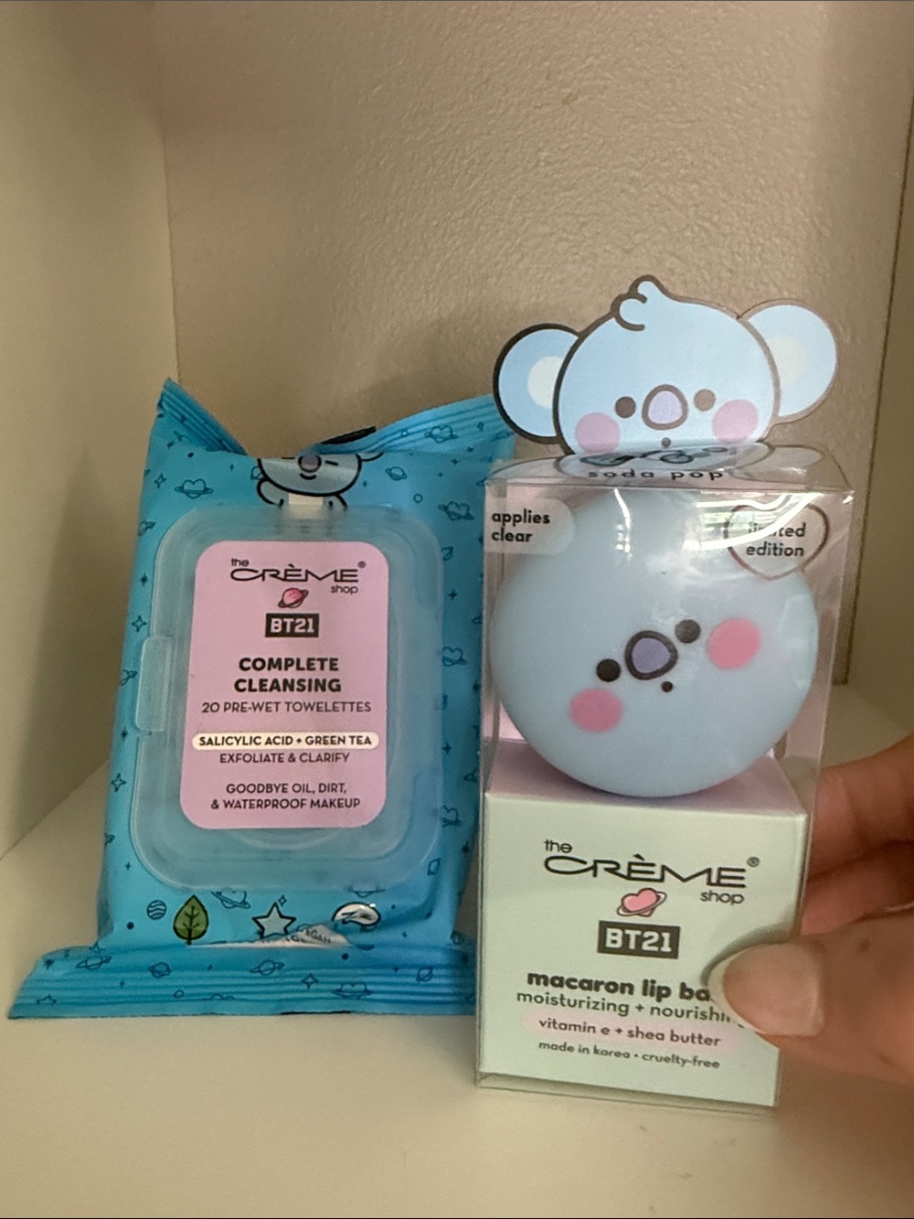 BT21 Macaron Lip Balm & Cleansing Wipes Set